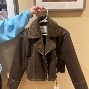 ZARA Leather and fur coat!